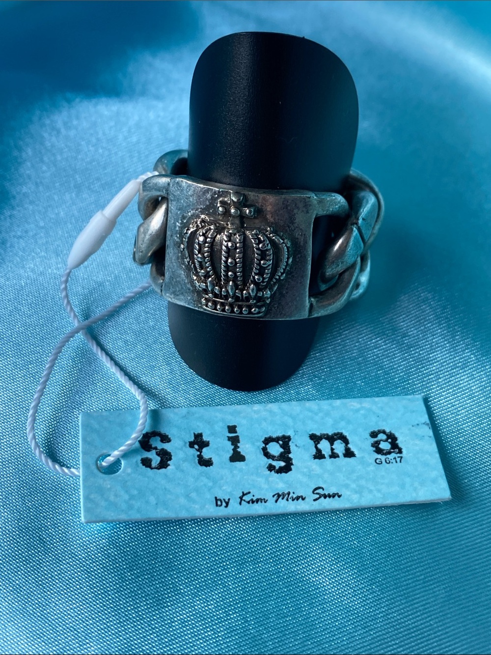 Stigma Crown Silver Tone Chain-Link Ring